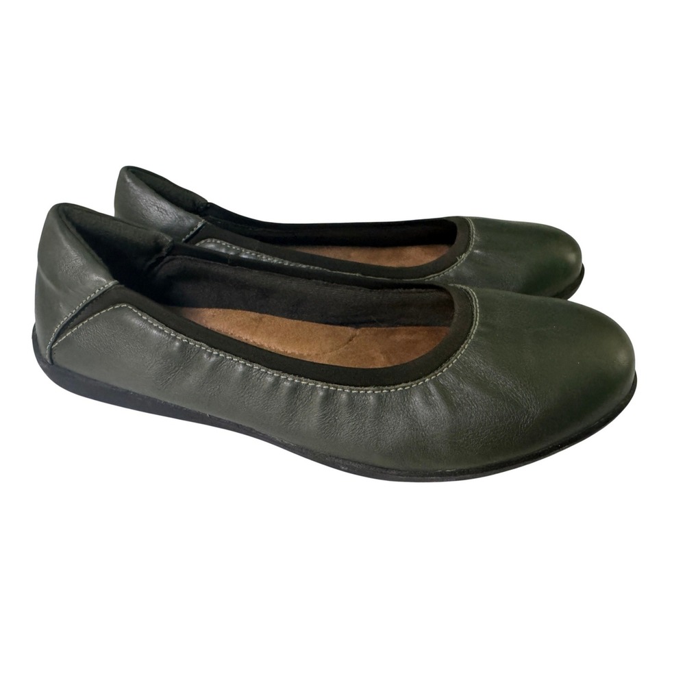 Earth Origins Womens Olive Green Leather Ballet Flats Comfort Slip On Shoes 9.5 - Picture 4 of 7